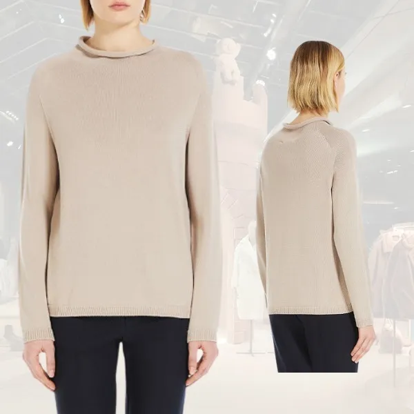 S Max Mara  |Casual Style Long Sleeves Plain Cotton Party Style