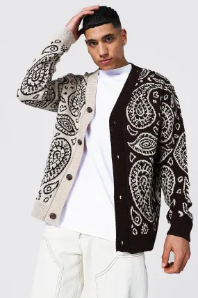 Spliced Bandana Knitted Cardigan