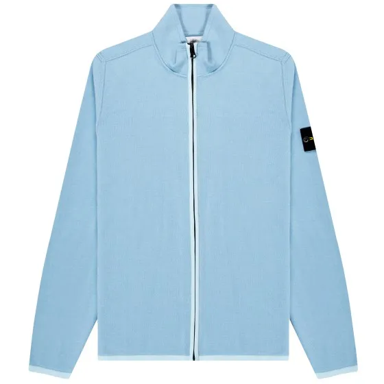 Stone Island AW23 Stretch Wool Zip Knit Sky Blue