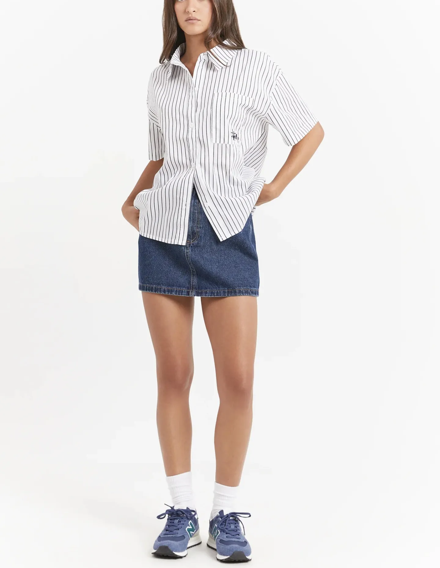 STUSSY  |Stripes Casual Style Street Style Cotton Short Sleeves