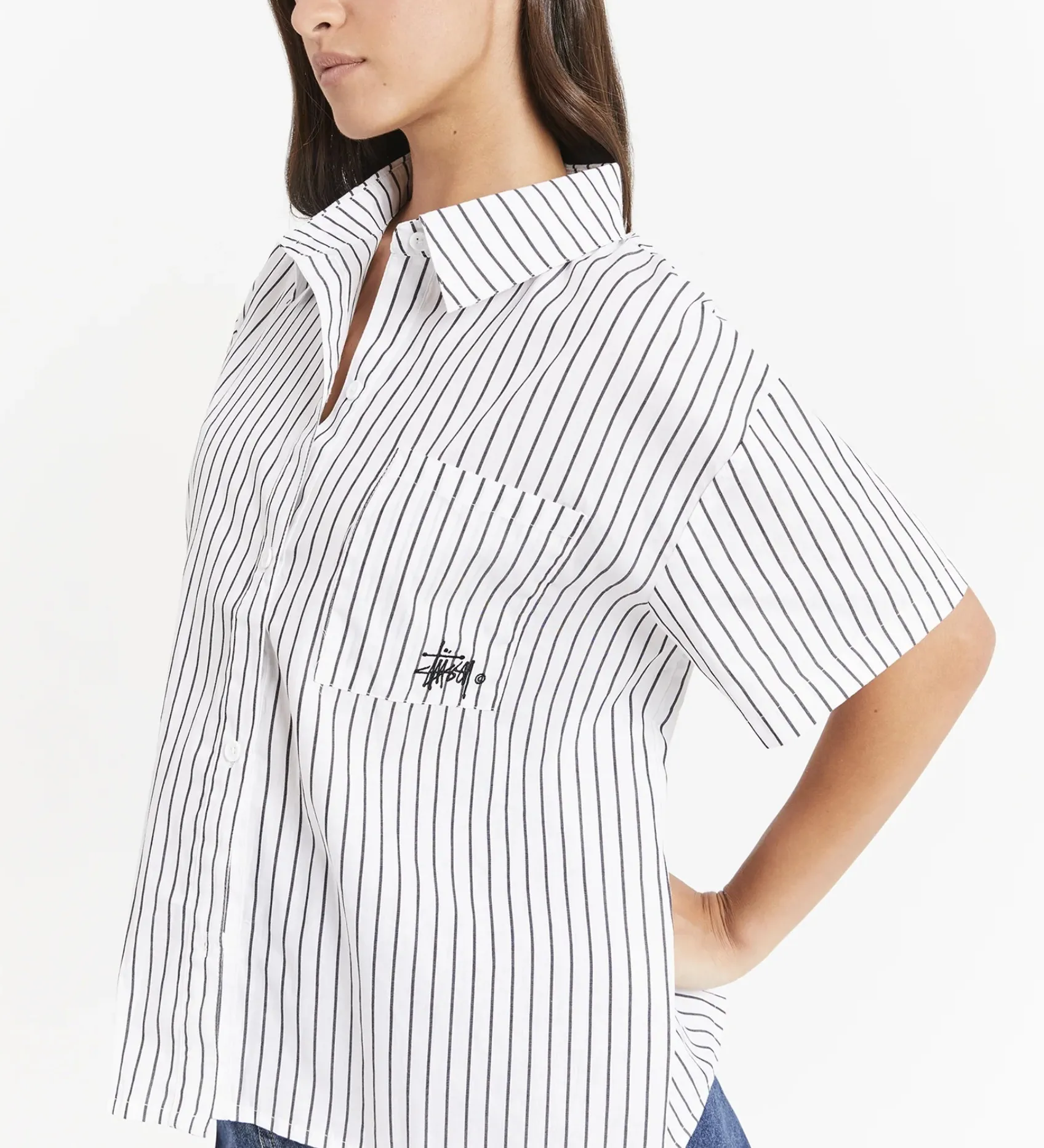 STUSSY  |Stripes Casual Style Street Style Cotton Short Sleeves