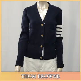 THOM BROWNE  |Street Style Cotton Logo Cardigans