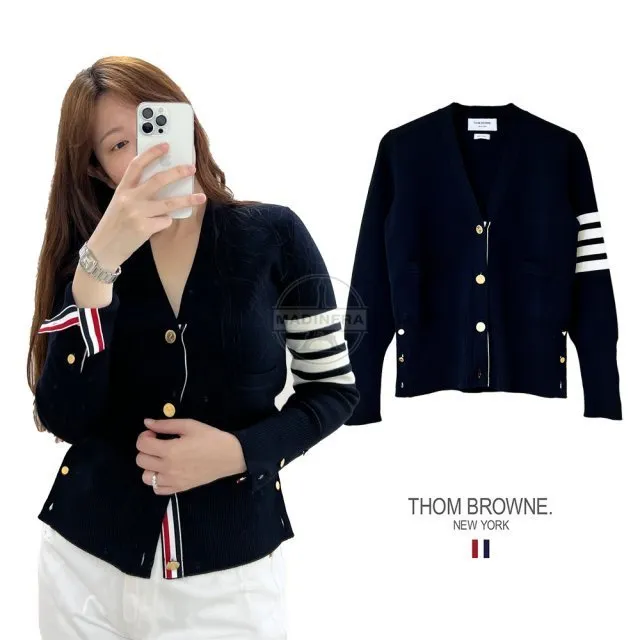 THOM BROWNE  |Street Style Cotton Logo Cardigans