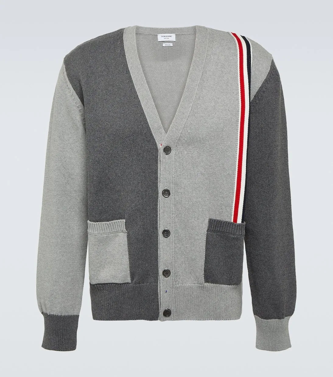 THOM BROWNE  |Stripes Plain Cotton Logo Designers Cardigans