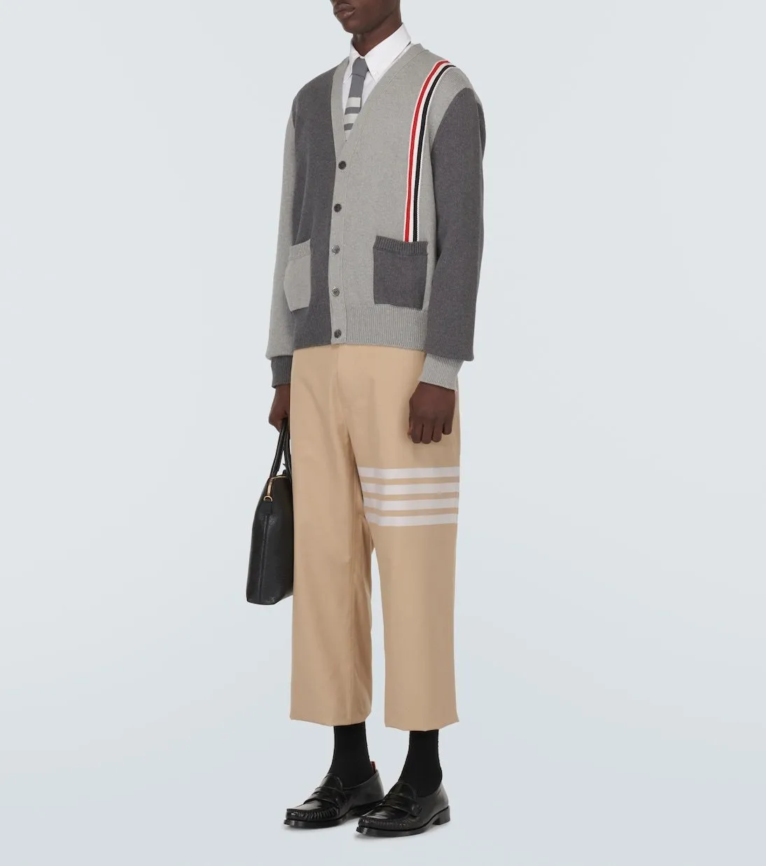 THOM BROWNE  |Stripes Plain Cotton Logo Designers Cardigans