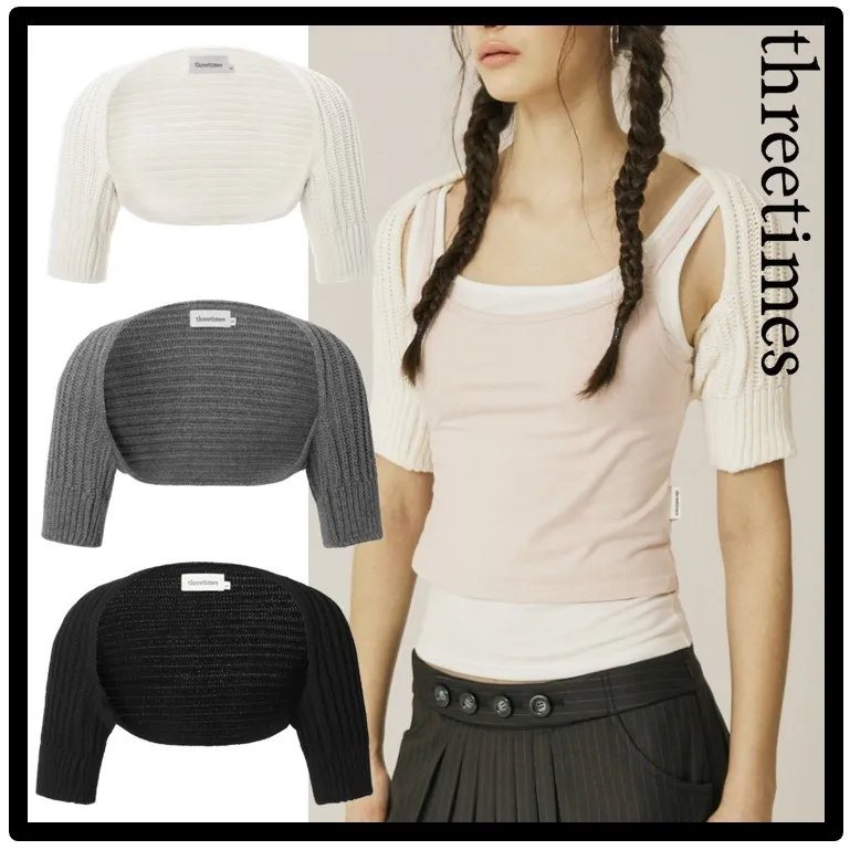 threetimes  |Casual Style Street Style Logo Cardigans