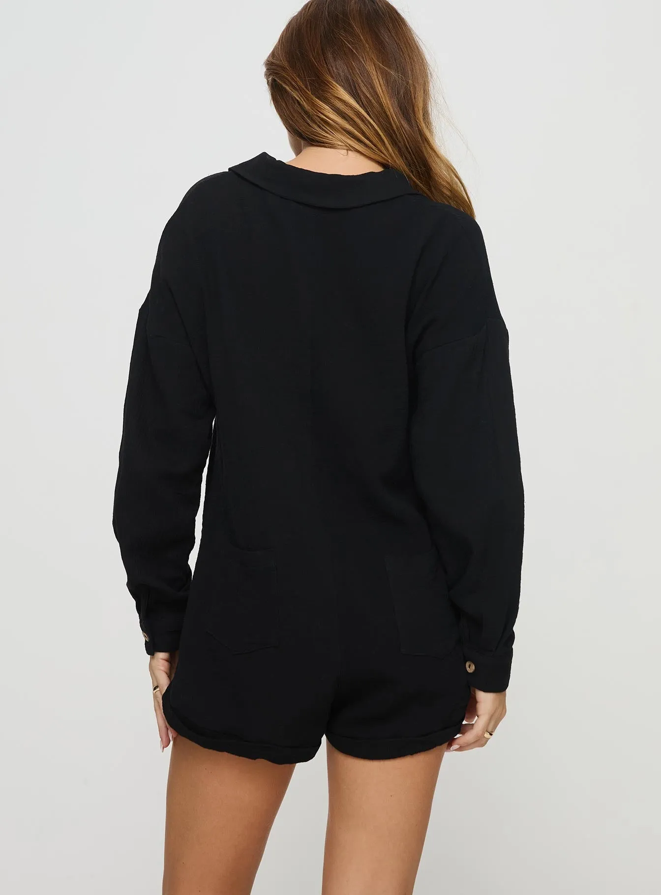 Vixen Long Sleeve Romper Black