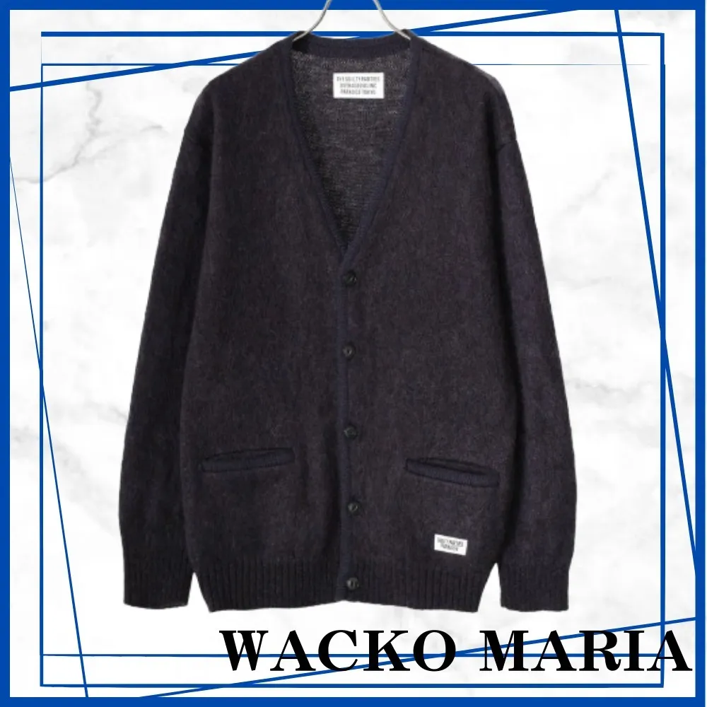 WACKO MARIA  |Wool Blended Fabrics Street Style Plain Logo Cardigans