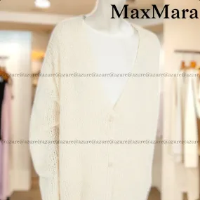 Weekend Max Mara  |Casual Style Rib Blended Fabrics Long Sleeves Plain Cotton