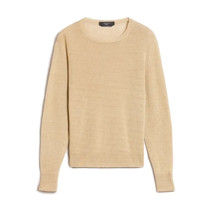 Weekend Max Mara  |Crew Neck Casual Style Linen Rib Long Sleeves Plain