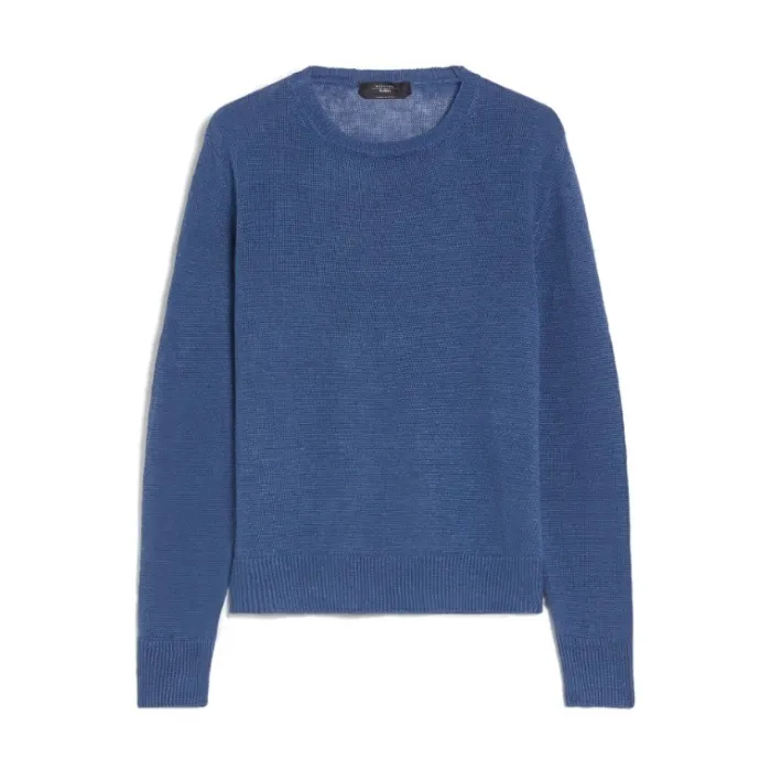 Weekend Max Mara  |Crew Neck Casual Style Linen Rib Long Sleeves Plain