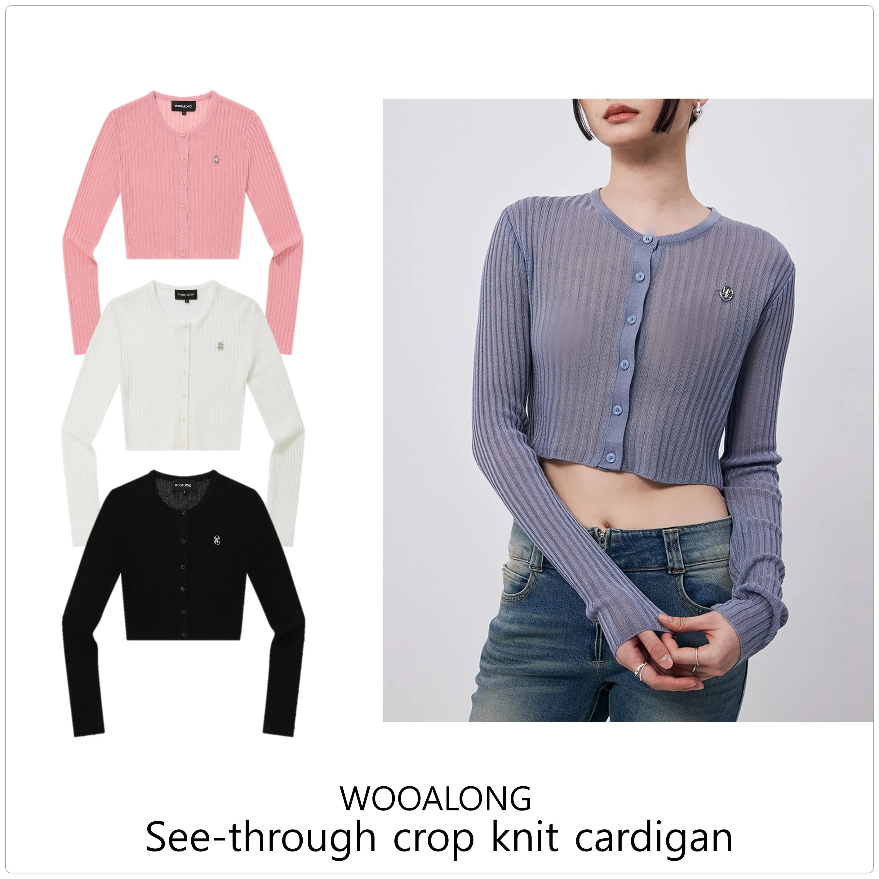 WOOALONG  |Street Style Long Sleeves Plain Logo Cardigans