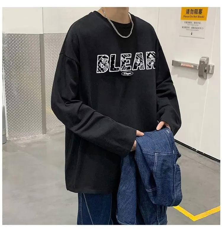 Xituodai Men Long Sleeve T-shirts Letter Print O-neck Oversize 8XL Ulzzang Streetwear Men 2022 Autumn Winter Korean Long Sleeve 