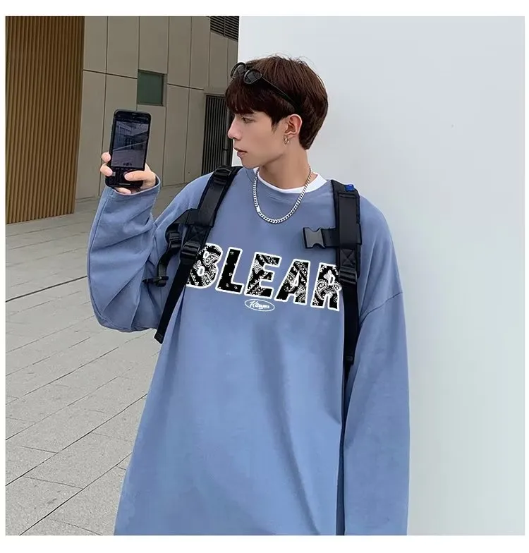 Xituodai Men Long Sleeve T-shirts Letter Print O-neck Oversize 8XL Ulzzang Streetwear Men 2022 Autumn Winter Korean Long Sleeve 