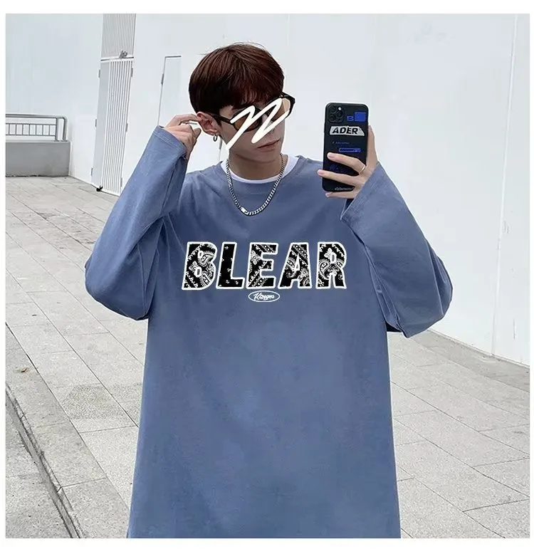 Xituodai Men Long Sleeve T-shirts Letter Print O-neck Oversize 8XL Ulzzang Streetwear Men 2022 Autumn Winter Korean Long Sleeve 