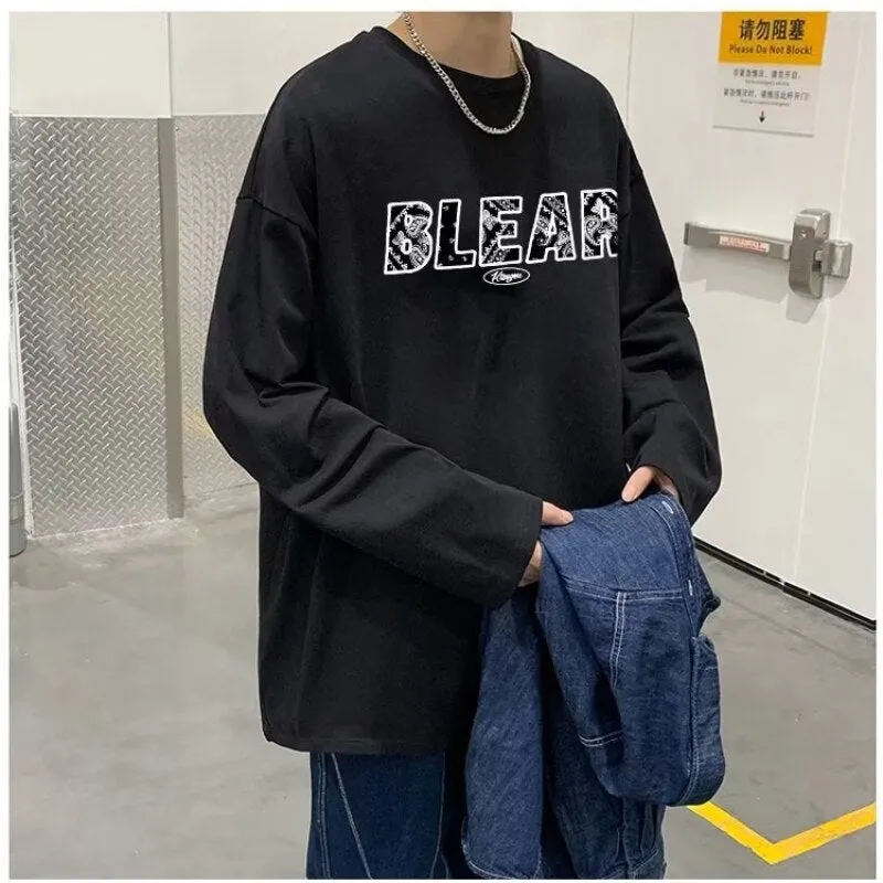 Xituodai Men Long Sleeve T-shirts Letter Print O-neck Oversize 8XL Ulzzang Streetwear Men 2022 Autumn Winter Korean Long Sleeve 