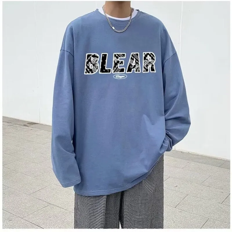 Xituodai Men Long Sleeve T-shirts Letter Print O-neck Oversize 8XL Ulzzang Streetwear Men 2022 Autumn Winter Korean Long Sleeve 