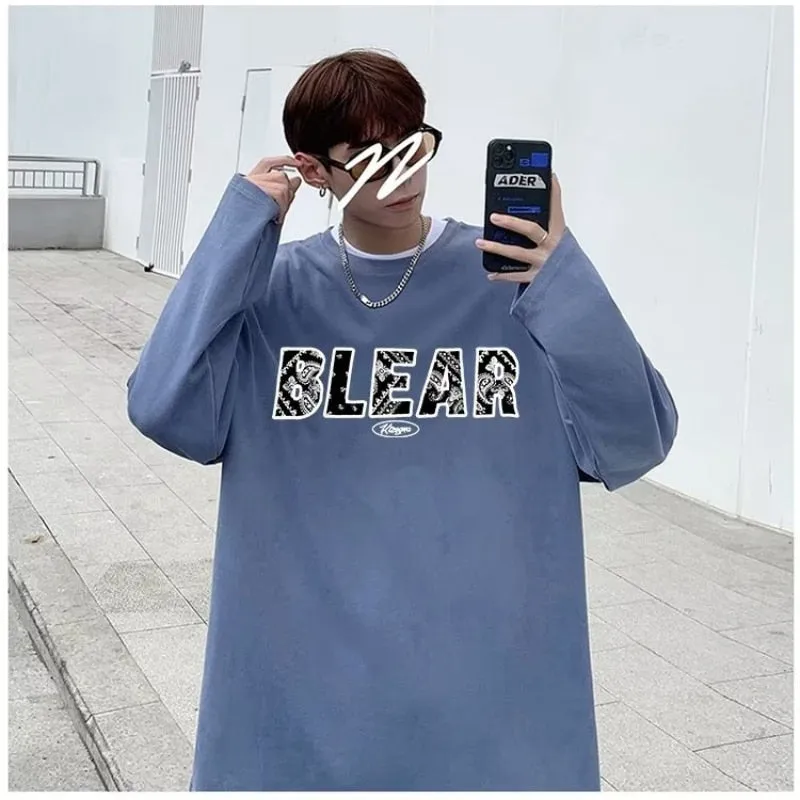 Xituodai Men Long Sleeve T-shirts Letter Print O-neck Oversize 8XL Ulzzang Streetwear Men 2022 Autumn Winter Korean Long Sleeve 