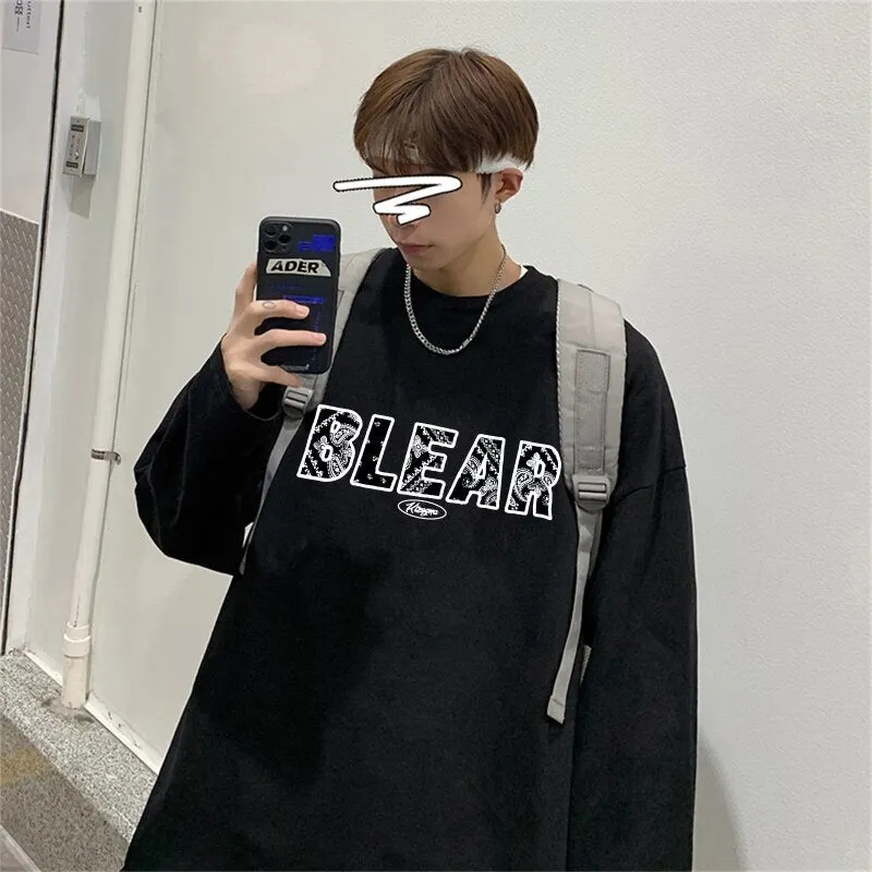 Xituodai Men Long Sleeve T-shirts Letter Print O-neck Oversize 8XL Ulzzang Streetwear Men 2022 Autumn Winter Korean Long Sleeve 