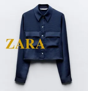 ZARA  |Casual Style Long Sleeves Plain Office Style Elegant Style