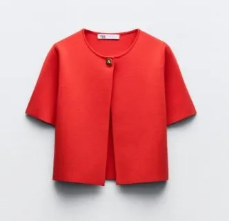 ZARA  |Casual Style Plain Short Sleeves Elegant Style Cardigans